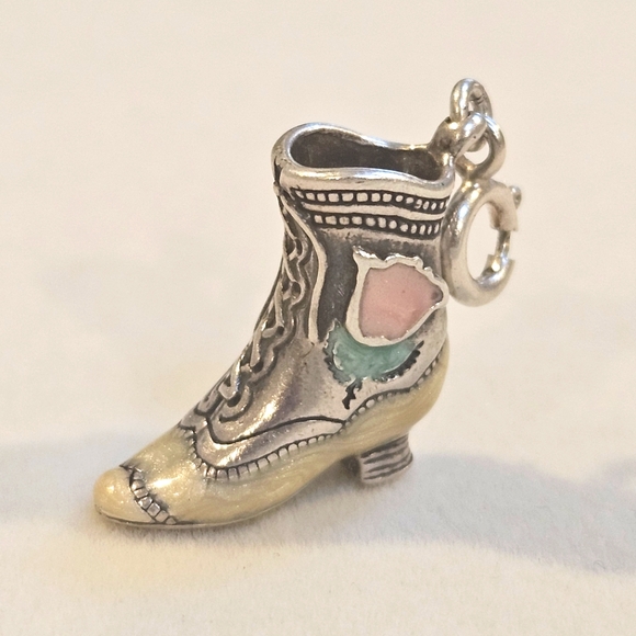 Carolyn Pollack Relios Oxidized Sterling Silver Fancy Western Boot Charm Pendant